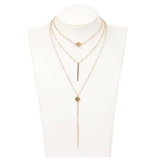 Boho Tri-Layer Charm Necklace for Casual Attire - Picture 2 of 3